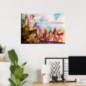 DIONYSUS , Flute mit Muscheln und Obst spielen Poster (Heimbüro)