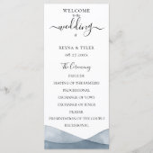 Dip Dye Blue Watercolor Wedding Programm (Vorderseite)