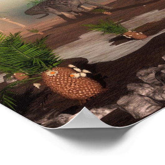 Diplodocus-Dinosaurier-Herde wird trinken Poster (Ecke)