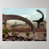 Diplodocus-Dinosaurier-Herde wird trinken Poster (Vorne)