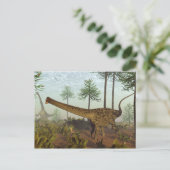 Diplodocus Dinosaurier unter Araukaria-Bäumen - 3D Postkarte (Stehend Vorderseite)