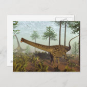 Diplodocus Dinosaurier unter Araukaria-Bäumen - 3D Postkarte (Vorne/Hinten)