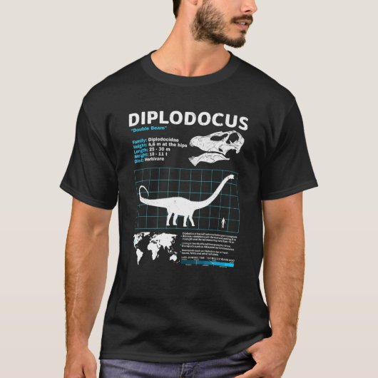 Diplodocus fact sheet Dinosaur Facts T-Shirt (Vorderseite)