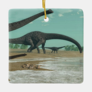 Diplodocusdinosaurierherde - 3D übertragen Keramikornament