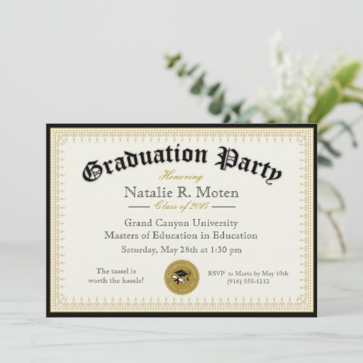 Diplom-Abschluss-Party Einladung (Stehend Vorderseite)