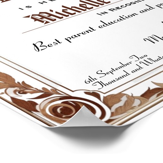 Diplom des Beruflichen Fakes Poster (Ecke)