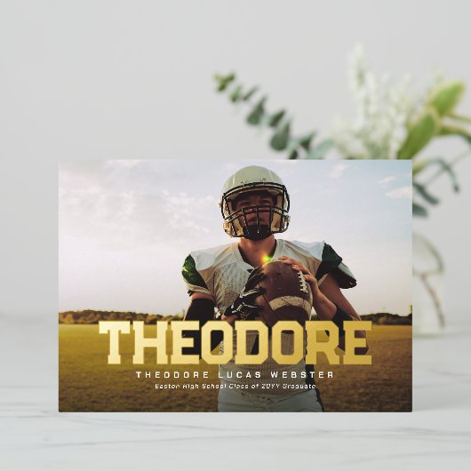 Diplom-Diplom sportlicher Foto Abschluss Folieneinladung (Stehend vorne)