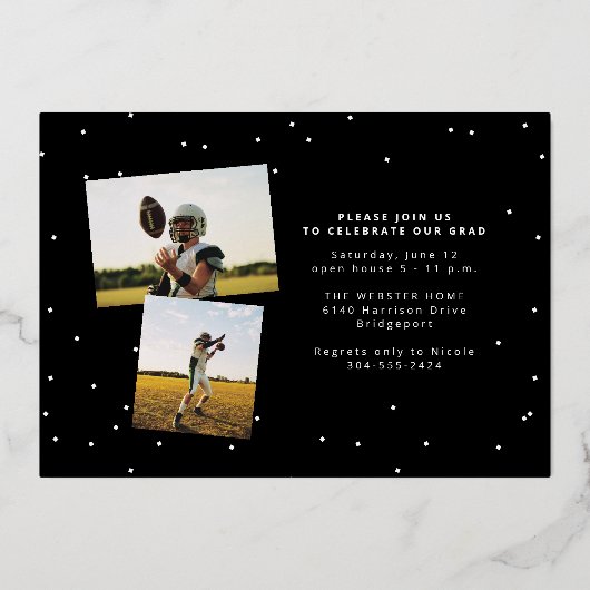 Diplom-Diplom sportlicher Foto Abschluss Folieneinladung (Rückseite)