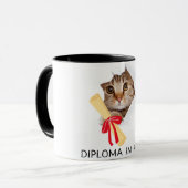 Diplom in Hand Niedlich Grad Katze Tasse (Vorderseite Links)