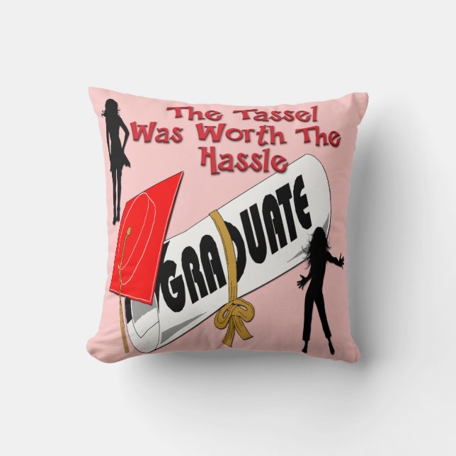 Diplom-rotes Absolvent-Kappen-(weibliches) Kissen (Vorderseite)