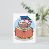 Diplom-Uhu las ein Buch Cartoon Ankündigungspostkarte (Stehend Vorderseite)