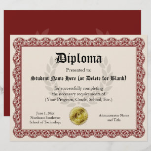 Diploma Certificate of Abschluss Red 8.5x11