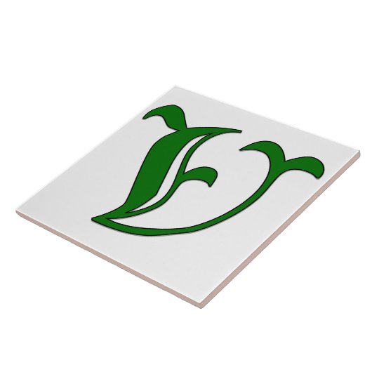 Diploma Letter V in der grünen Monogram-Tile Fliese (Seite)