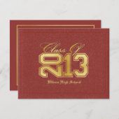 Diploma Themed Red & Gold Class of 2013 Abschluss Einladung (Vorne/Hinten)