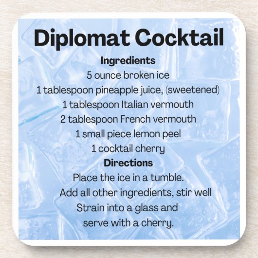 Diplomat Cocktail Rezept Getränkeuntersetzer (Vorderseite)
