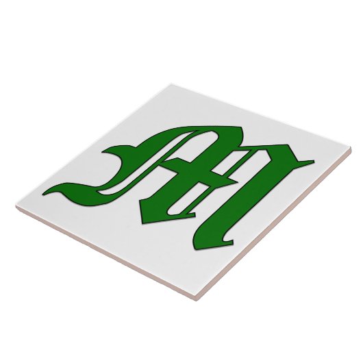 Diplombrief M in der grünen Monogram-Tile Fliese (Seite)