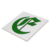 Diplombuchstabe E in der grünen Monogrammstapel Fliese (Seite)