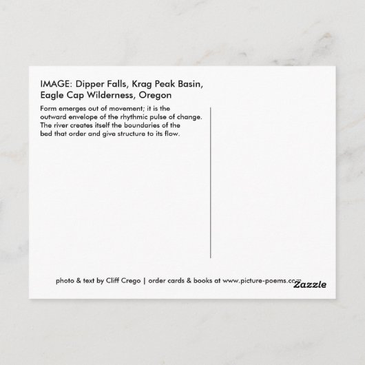 DIPPER FALLS & FORMULAR POSTKARTE (Rückseite)