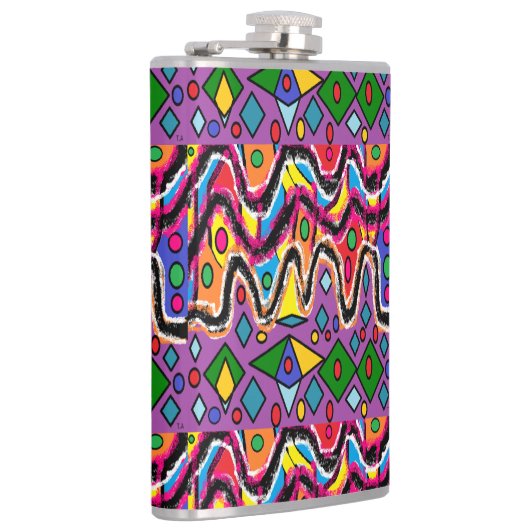 Dippy Hippy Retro Malstil Flachmann (Rechts)