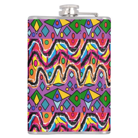 Dippy Hippy Retro Malstil Flachmann (Rückseite)