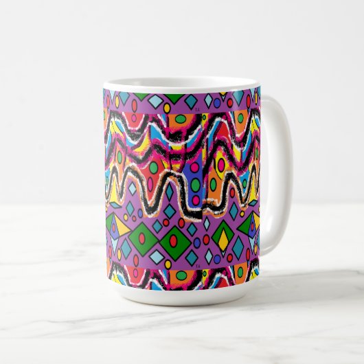 Dippy Hippy Retro Malstil Kaffeetasse (VorderseiteRechts)