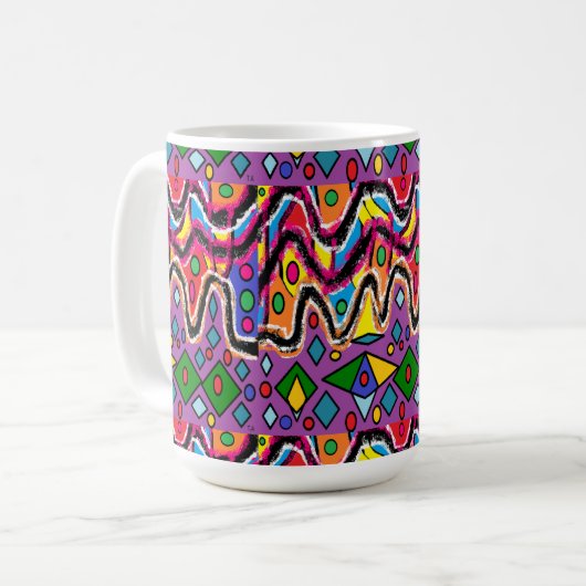 Dippy Hippy Retro Malstil Kaffeetasse (Vorderseite Links)