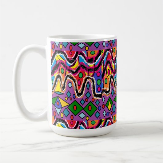 Dippy Hippy Retro Malstil Kaffeetasse (Links)