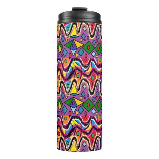 Dippy Hippy Retro Malstil Thermosbecher (Vorderseite)
