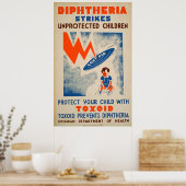 Diptheria schlägt ungeschützte Kinder Vintag Poster (Küche)