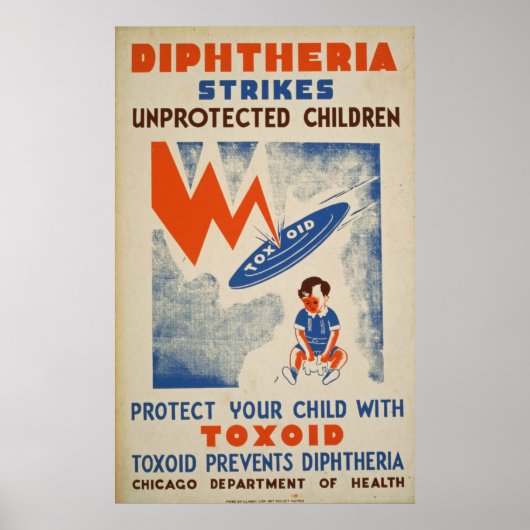Diptheria schlägt ungeschützte Kinder Vintag Poster (Vorne)
