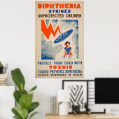 Diptheria schlägt ungeschützte Kinder Vintag Poster (Heimbüro)