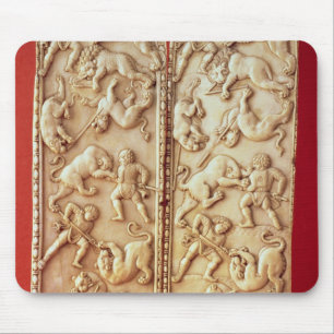 Diptych mit einer Löwejagdszene Mousepad