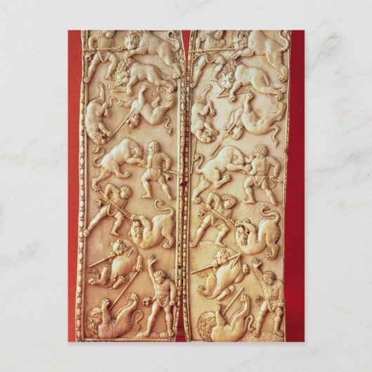Diptych mit Löwenjagdszene Postkarte (Vorderseite)