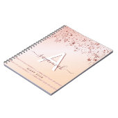 Diray monogram Rose Gold Rosa Glitzer Sterne mädch Notizblock (Linke Seite)