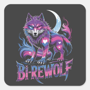 Dire Wolf Birewolf Bisexual LGBT Quadratischer Aufkleber