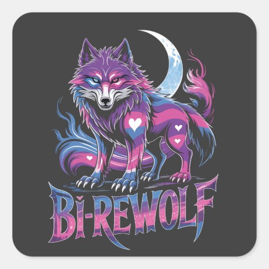 Dire Wolf Birewolf Bisexual LGBT Quadratischer Aufkleber (Vorderseite)