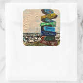 "Direction Marker on Kelley's Island"-Aufkleber Quadratischer Aufkleber (Tasche)