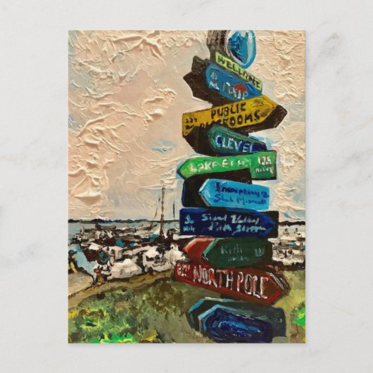 "Direction Marker on Kelley's Island" Postkarte (Vorderseite)