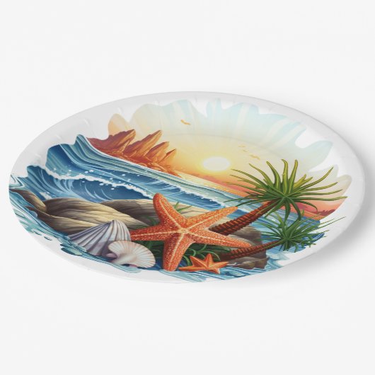 Direkt am Meer Pappteller (Schrägansicht)