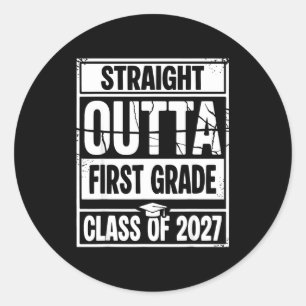 Direkt aus der Abschlussklasse der ersten Klasse Runder Aufkleber