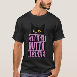 Direkt aus der Rettung Schwarze Katze Männer Fraue T-Shirt
