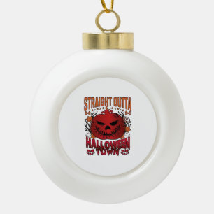 Direkt aus Halloween Town Rote Kürbis-Geister L Keramik Kugel-Ornament