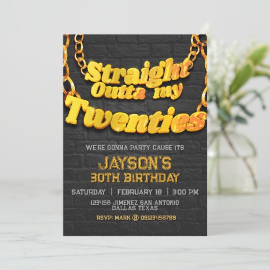 Direkt über meine zwanzigjährige Einladung (Stehend Vorderseite)