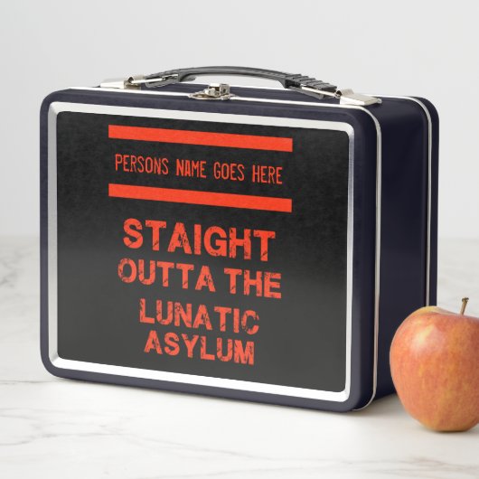 Direkt vor dem wahnsinnigen Asyl Metall Brotdose (Beispiel)