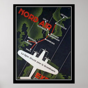 Direkte Fluggesellschaft für Skandinavien Druck Poster