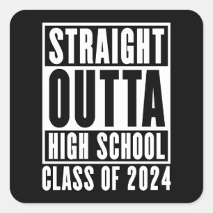 Direkte Outta High School 2024 Quadratischer Aufkleber