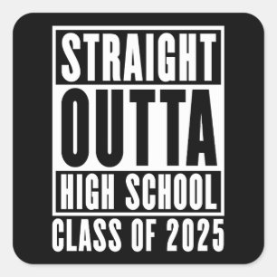 Direkte Outta High School 2025 Quadratischer Aufkleber