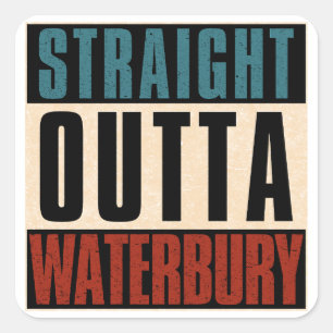 Direkte Outta Waterbury Connecticut CT Quadratischer Aufkleber