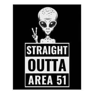 Direktes Outta Area 51 Alien Peace Sign Poster