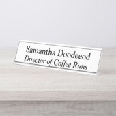 Direktor von Coffee Runs Funny Office Weiß Schreibtischnamensplakette (Vorderseite )